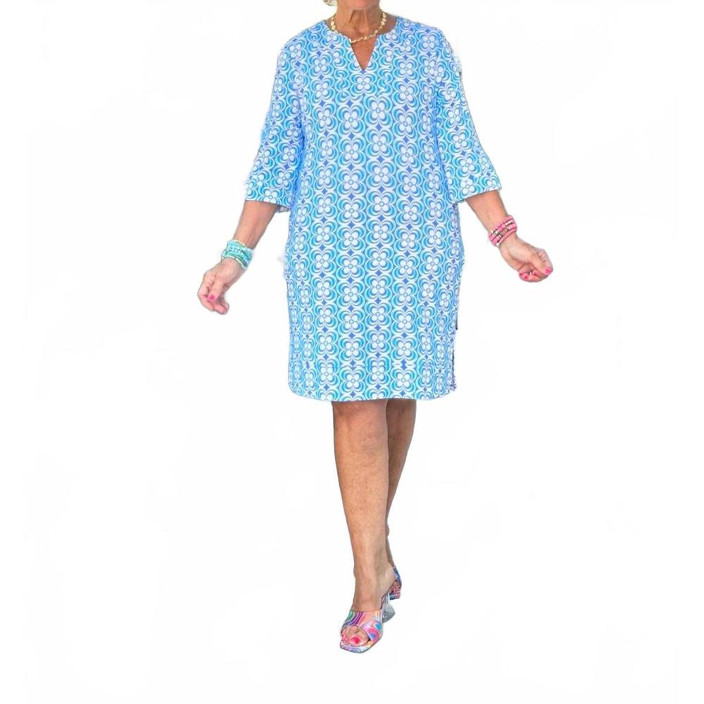 NEW LULU-B 3/4 sleeve split dress in turquoise